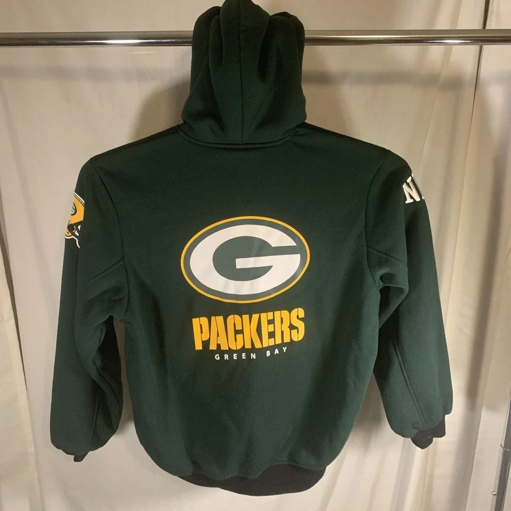 Vtg‎ Green Bay Packer Jacket Reversible 90's Y2k Hip Hop Skater NFL Size M